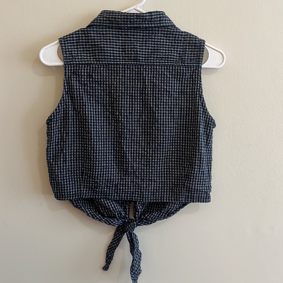 Ragazza Vintage Navy Plaid Button-up Tank Size S - Picture 3 of 3
